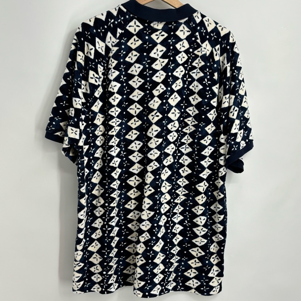 NWT J Crew polo oarsman navy terry cloth deco vacation poolside retro XXL - Picture 3 of 9